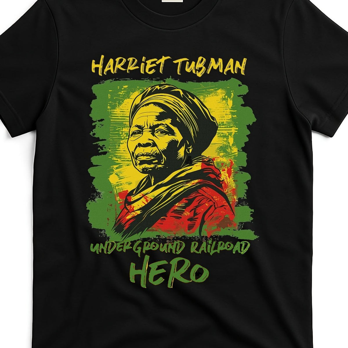 Harriet Tubman Underground Railroad Hero T-Shirt - Men's & Women's Sizes, Vibrant Harriet Tubman Portrait and Underground Railroad Design, Historical Civil Rights Apparel, Fit Casual Wear, Juneteenth & Black History Month Gift