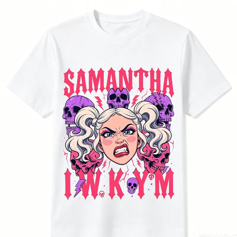 Samantha IWKYM Cotton Shortsleeve Crew Neck Stylish Graphic Tee - Dungeon Crawler Carl DCC Merch LitRPG Gift, Universal Fit Menswear Fashion Tshirt, Sports & Outdoor Top