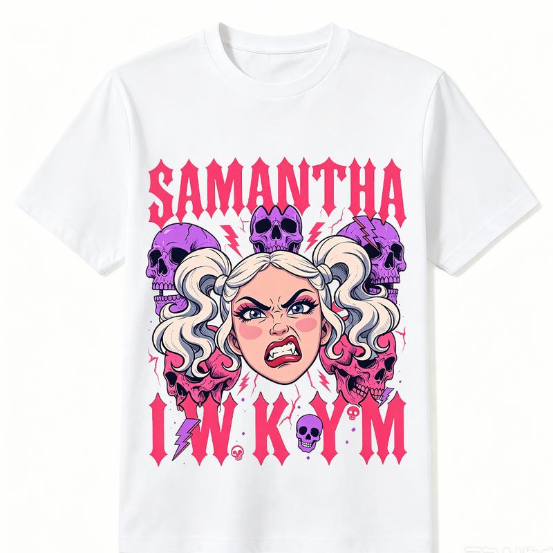 Samantha IWKYM Cotton Shortsleeve Crew Neck Stylish Graphic Tee - Dungeon Crawler Carl DCC Merch LitRPG Gift, Universal Fit Menswear Fashion Tshirt, Sports & Outdoor Top