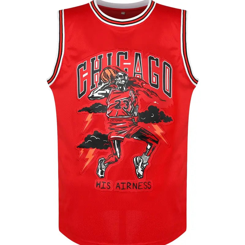 Men's #23 Embroidered Skull Sleeveless Embroidery Sportswear - Fashion Jerseys, Lightweight Jersey, Throwback 90s Vintage Sports Tees, King MVP Team Game Athletic Outfit, S-XXL