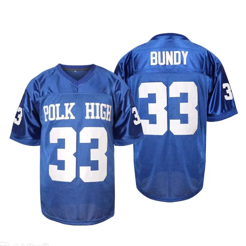 Men's Polk High Bold '33' Print Loose-Fitting Football Fan Jersey - 90s Hip Hop Costume, Lightweight Casual Breathable Knitted Short-Sleeve Sports Top, Machine-Washable Professional Athletic Apparel, 33 Jersey Identity