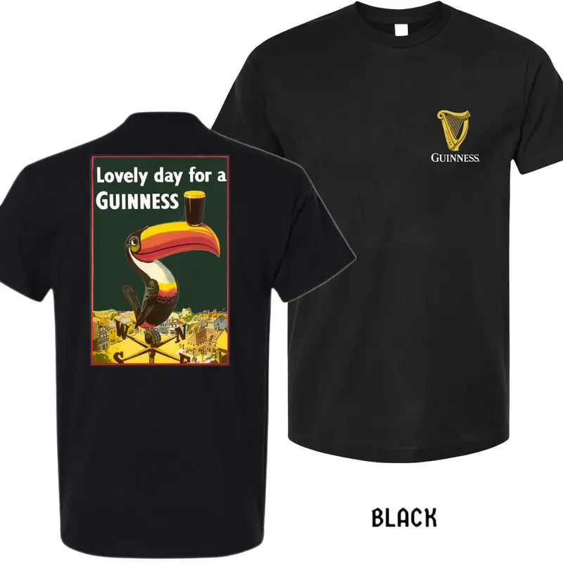 Guinness Toucan T-Shirt "Lovely Day for a Guinness" - Retro Poster Design, Irish Beer Tee