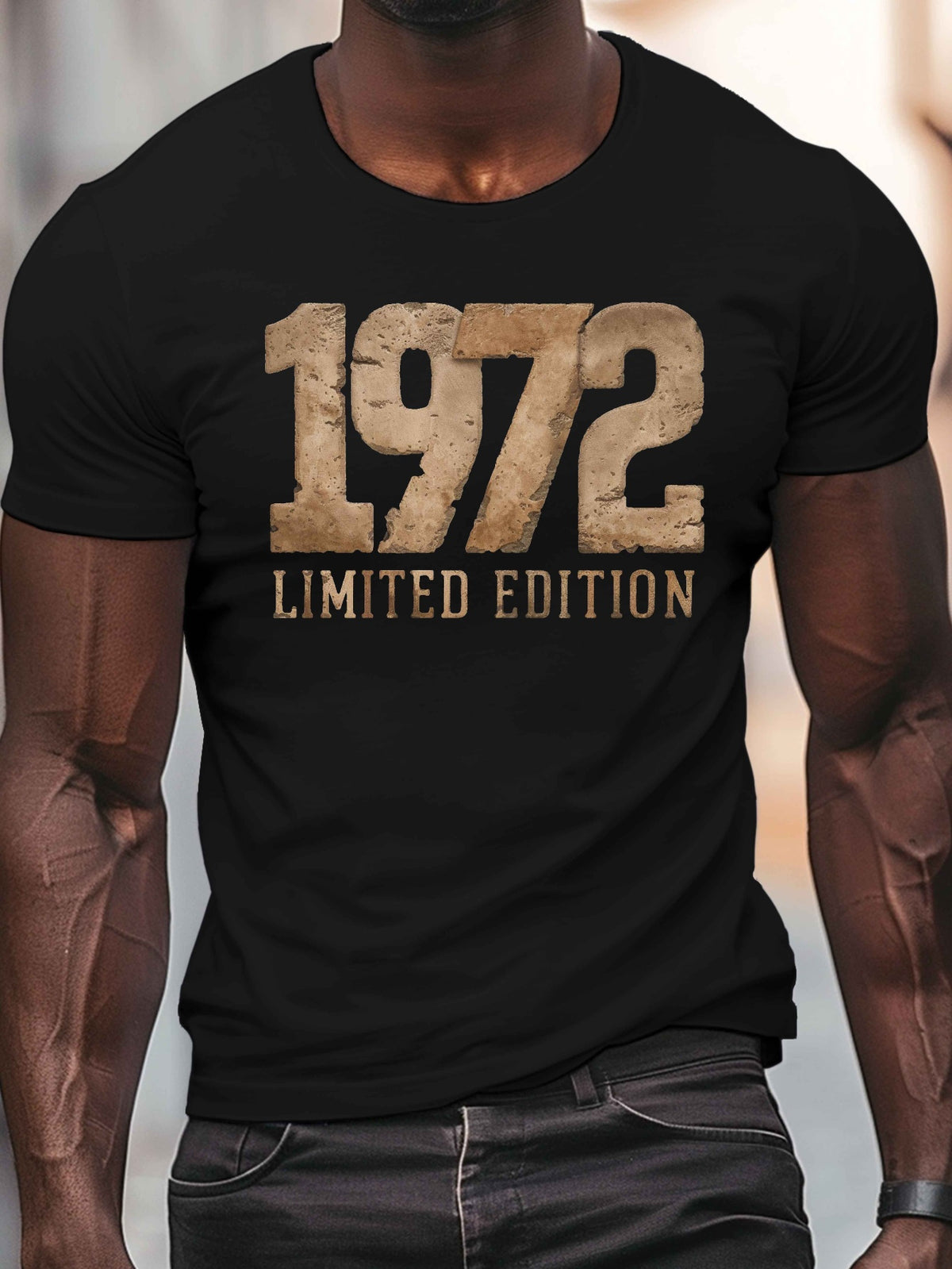 1972 Limited Edition Vintage-Inspired Men's T-Shirt - Casual Crew Neck, Short Sleeve, Lightweight Polyester Summer Top, Machine Washable, Casual Wardrobe Staple|Crew Neck Top|Polyester Fabric