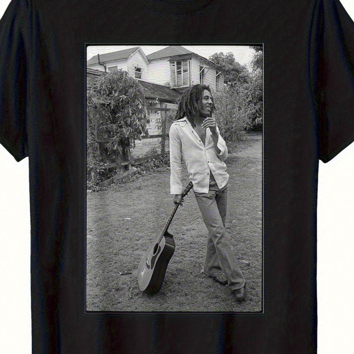 Mens Bob Marley David Burnett Vintage Photo Graphic Tee Legendary Guitarist Shirt Soft Breathable Fabric for Concerts Festivals Everyday Casual Wear Music Icon Apparel Music Shirt Festival Clothing Street Style Durable Construction Round Neck Tshirt Stree