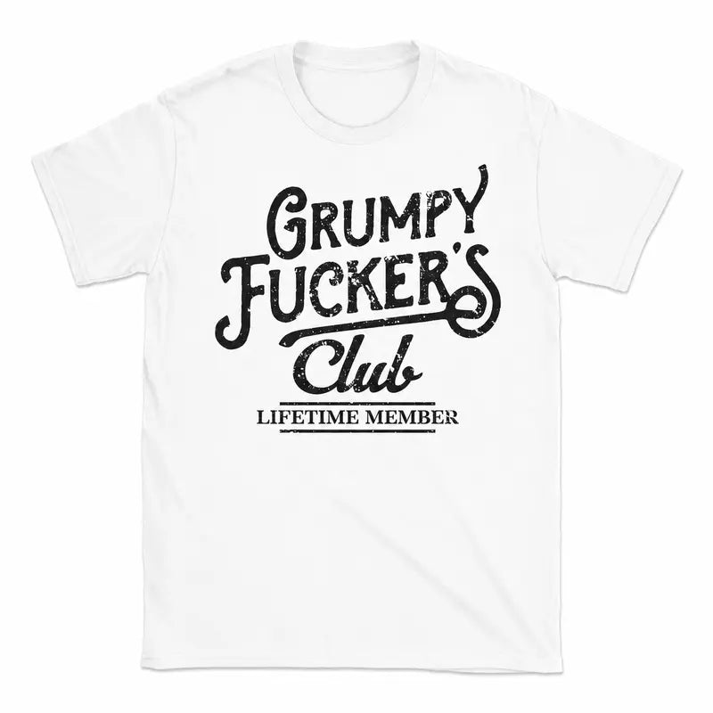 Men's Cotton Crew Neck Short-Sleeve Funny Casual Style T-Shirt - Grumpy F*ckers Club Sarcastic Graphic Novelty Offensive New Year Gift, Vintage Menswear, Black