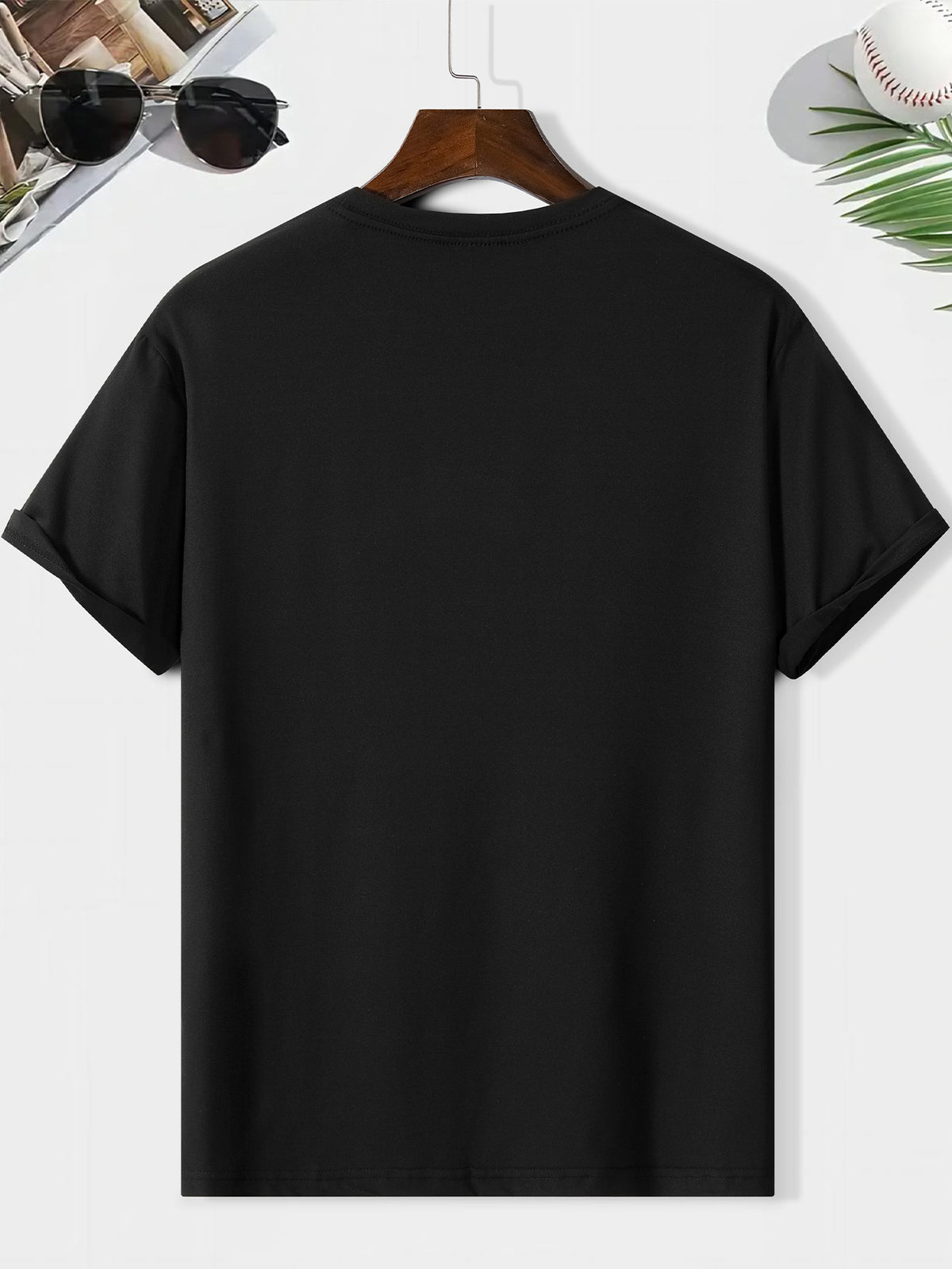 Men'S Patriotic "Faith Over Fear" Graphic T-Shirt - Black with American Flag & Cross Design, Polyester, Lightweight & Comfortable, Casual Summer Style, Perfect Gift for Adults, Casual Summer Wear | Patriotic Design | Comfortable Fit
