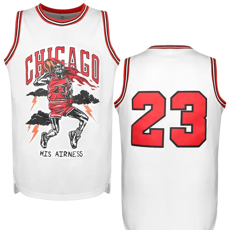 Men's #23 Embroidered Skull Sleeveless Embroidery Sportswear - Fashion Jerseys, Lightweight Jersey, Throwback 90s Vintage Sports Tees, King MVP Team Game Athletic Outfit, S-XXL