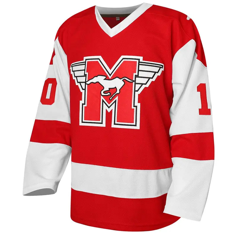Men's #10 Letter & Youngblood Vintage Long-Sleeve V-Neck Ice Hockey Jersey - Athletic Top, Casual Professional Sports Uniform