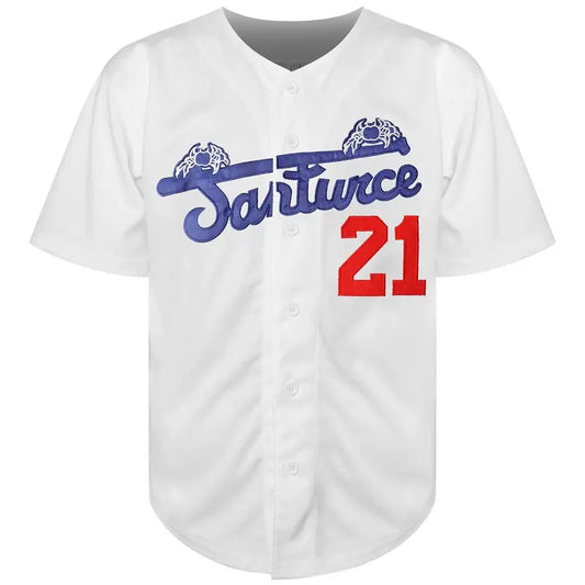 Men's Clemente #21 Classic 100% Polyester Short-Sleeve Baseball Jersey - Mens Jersey Style, Sporty Sports Top, Fitness & Backyard Baseball Wear, Number and Logo Design, Multi-Size, Comfortable, Durable, Cold Wash Safe Professional Apparel