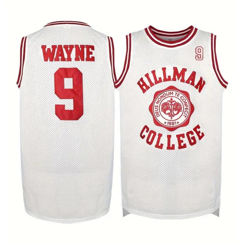 Men's Hillman College #9 Knit Fabric Crew Neck Basketball Jersey Tank Top - Men's Clothing, Mature Male Fit, Loose, Athletic Sportswear, Machine Washable for Running, Going Out, Professional Sports Use