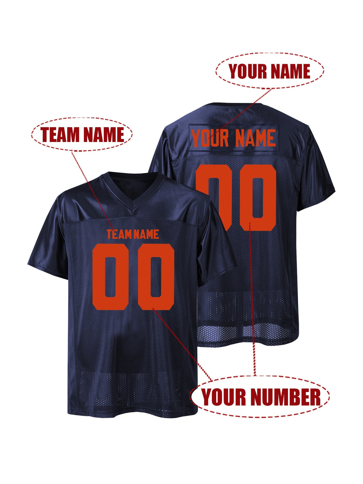 Personalized Name And Number Design, Men'S Short-Sleeve Loose Breathable V-Neck Embroidered Rugby Jersey, Sports Shirt for Team Training