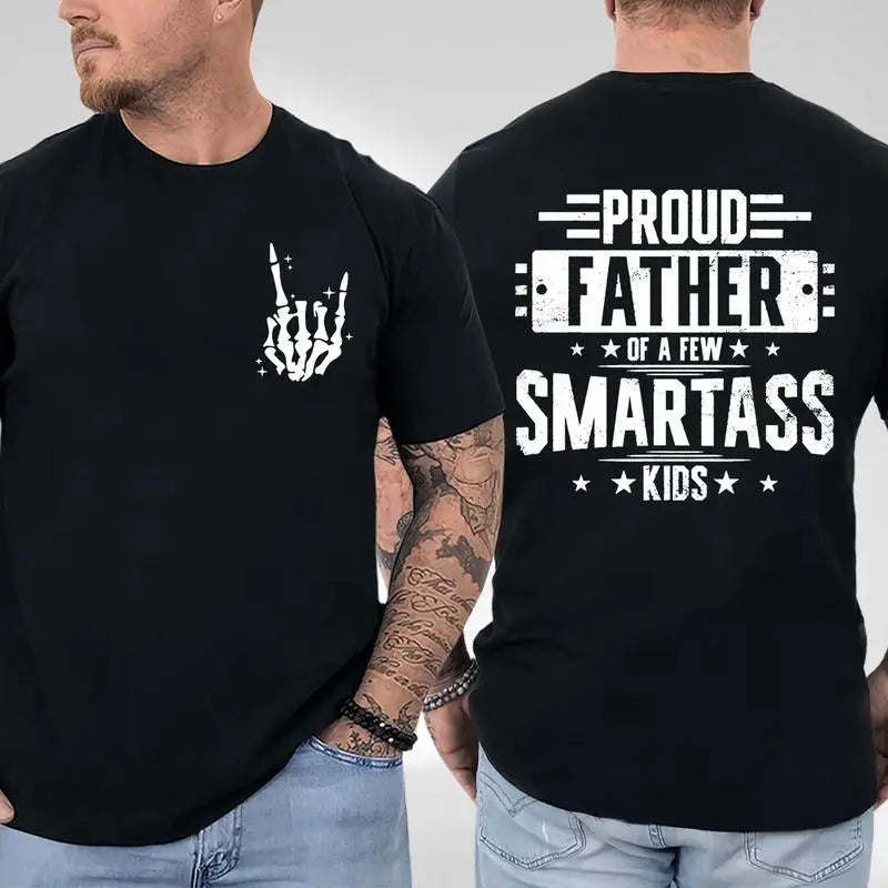 Men's Classic 2-Sided Short-Sleeve Round Neck Sports Top - Soft Loose Velvet & Flannel Fabric, Sturdy Hem, Proud Father Design, Funny Father's Day Gift for Dads