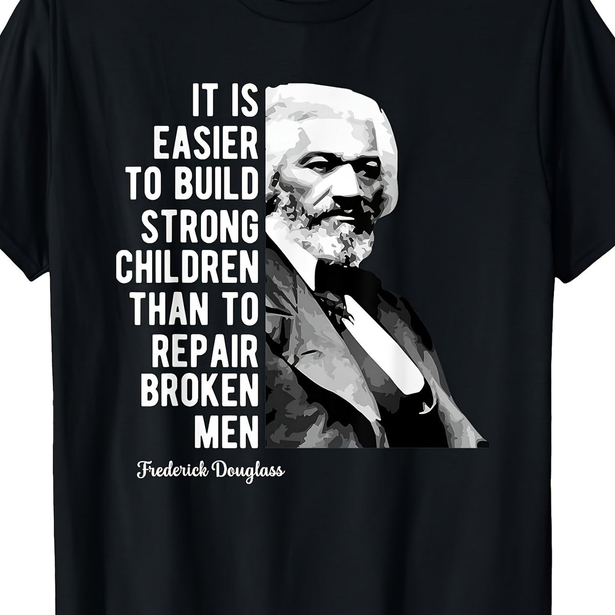 Frederick Douglass Quote for Black History Month T ShirtRetro Casual Crew Neck Printed T-Shirt