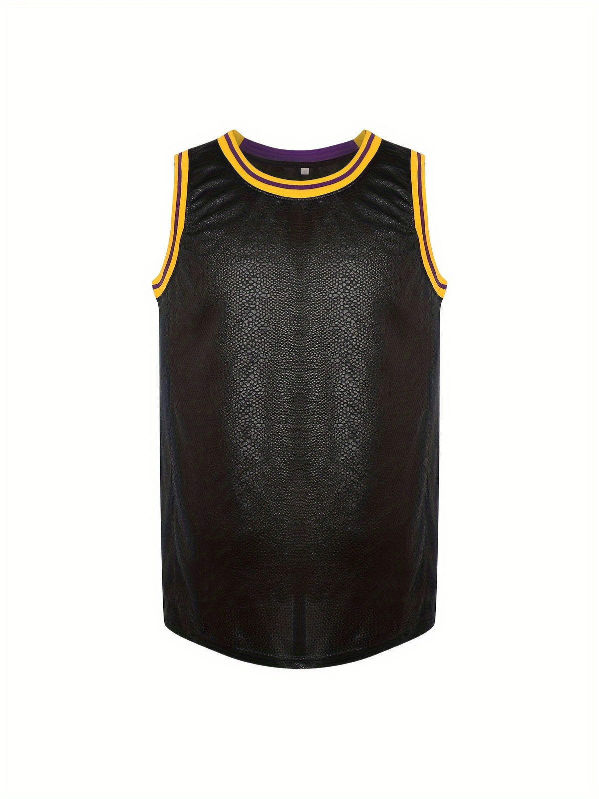 Black Basketball Jersey Solid Men'S Basketball Shirt Sleeveless Round Neck Polyester Breathable Mesh Basketball Suit Snakeskin Black S-3XL