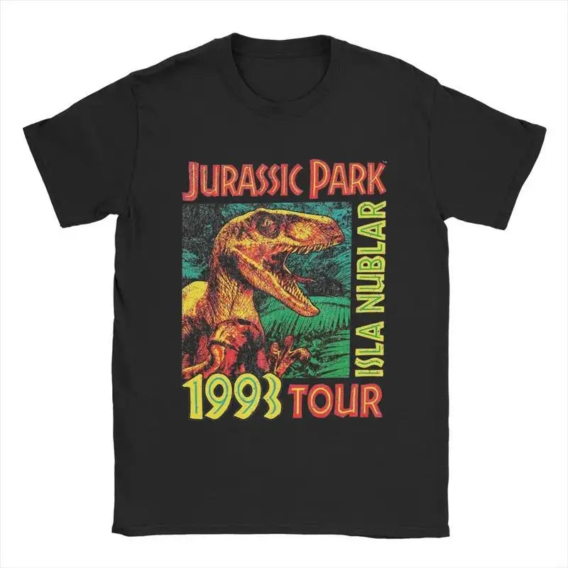 Men's T-Shirts Jurassic Park 1993 Tour Novelty Pure Cotton Tee Shirt Short Sleeve T Shirts O Neck Tops Graphic