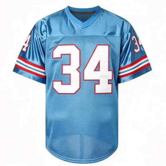 Men's #34 Regular Blue Geometric Mesh Knit Polyester Soccer Jersey - Quick Dry, Slightly Elastic, Breathable Athletic Wear, Sports Apparel for Enthusiasts, Sports & Leisure Outfits
