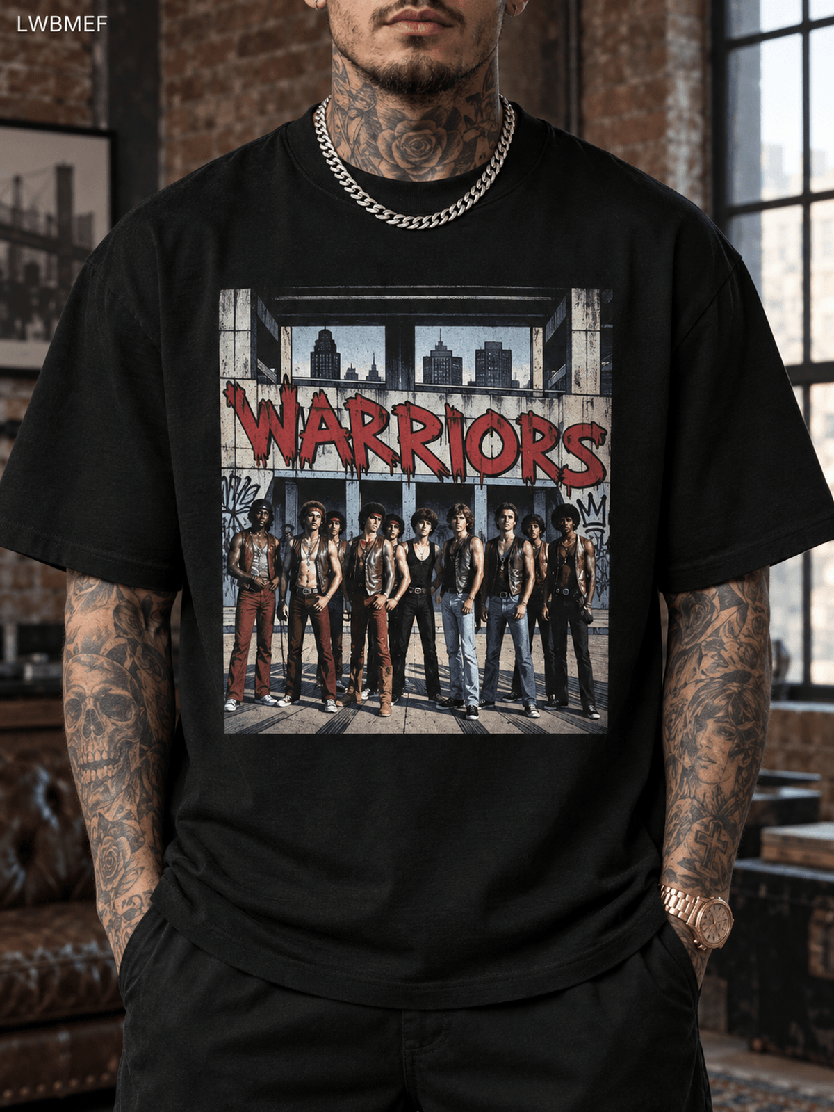 Men'S Warriors Graphic LWBMEF T-Shirt - Soft Casual Loose Fit Round Neck Tee with Iconic Warriors Print, All-Season Streetwear Suitable for Daily Wear, Gym, Gifts, Machine Washable for Outings