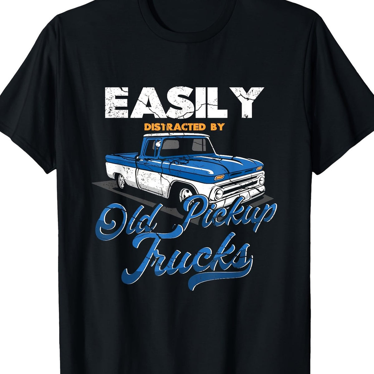 Men'S Outdoor Casual T-Shirt with Vintage Pickup Truck Pattern And Letter Print