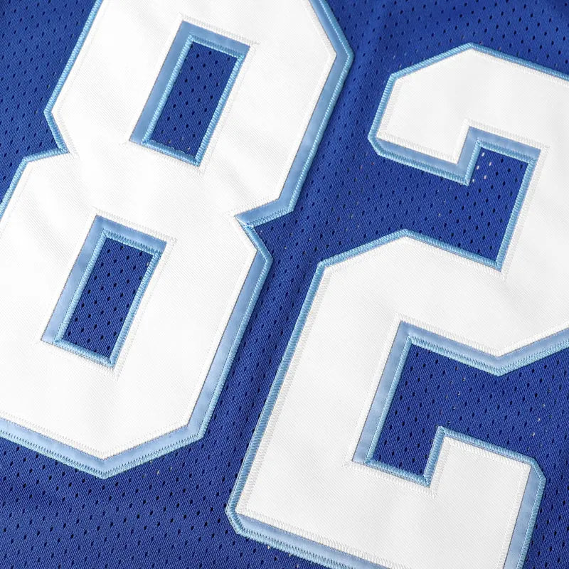 Men's Blue Stripe #82 Stitched V-Neck Short-Sleeve Casual Fitness Jersey Shirts, Texas Football Breathable Athletic Top, Polyester Sporty Sports Top, Professional Outdoor S-8XL Clothing