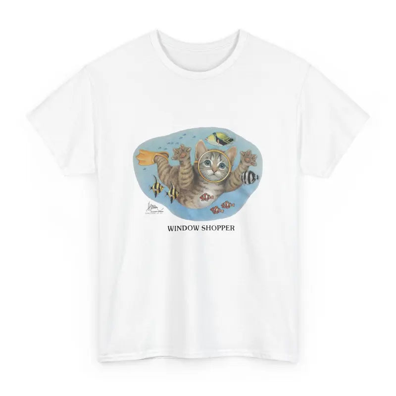 Window Shopper Cat T-Shirt | Cute Underwater Cat Graphic Tee | Unisex
