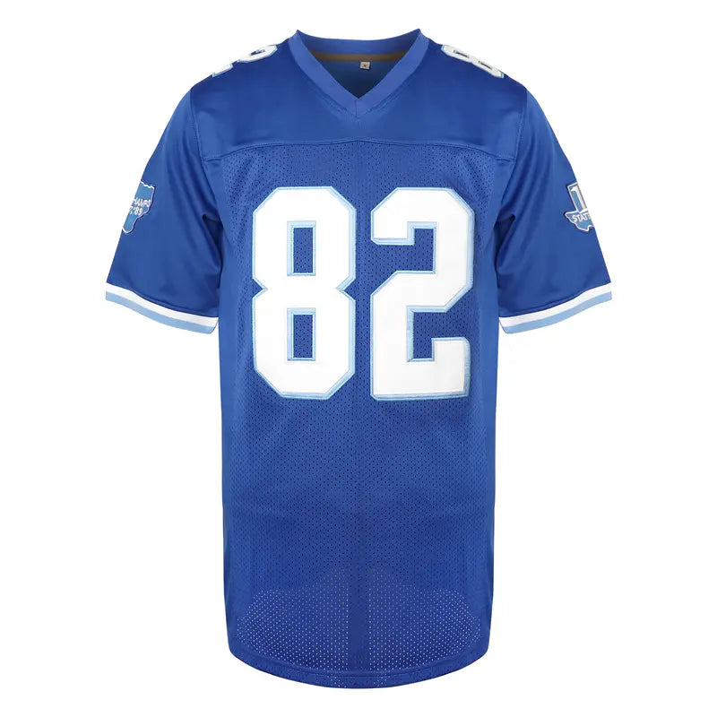 Men's Blue Stripe #82 Stitched V-Neck Short-Sleeve Casual Fitness Jersey Shirts, Texas Football Breathable Athletic Top, Polyester Sporty Sports Top, Professional Outdoor S-8XL Clothing