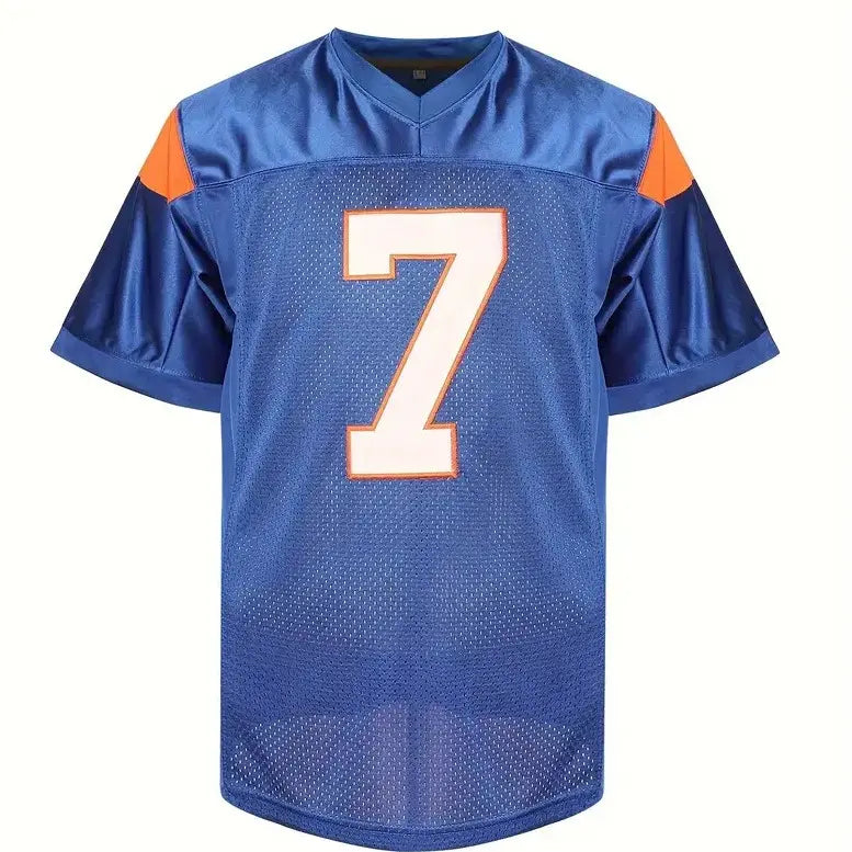 Men's Blue Mountain State Athletic Football Jersey - Thad Castle #54/Alex Moran #7, Lightweight Mesh Fabric, Quick Dry Polyester, Breathable Team Wear, Short Sleeve Sports Top, Great for School Uniforms, Size S