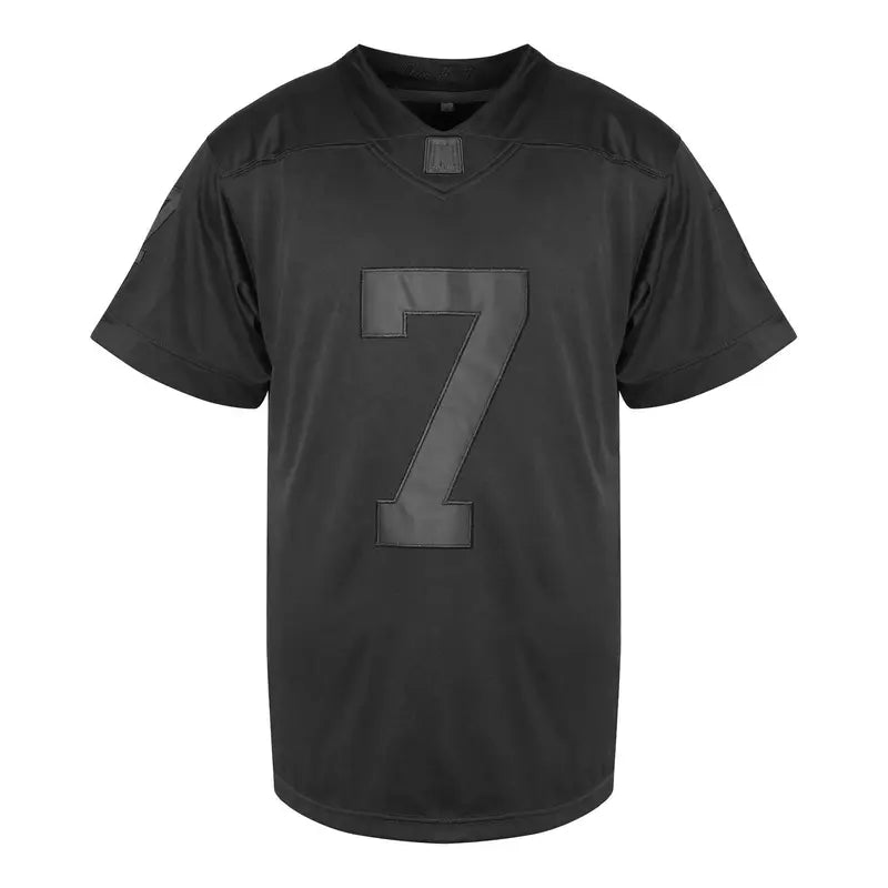Men's Football jersey #7 - Casual V-neck, short sleeves, loose fit, dark gray, white and black, perfect for team sports, outdoor and casual wear.