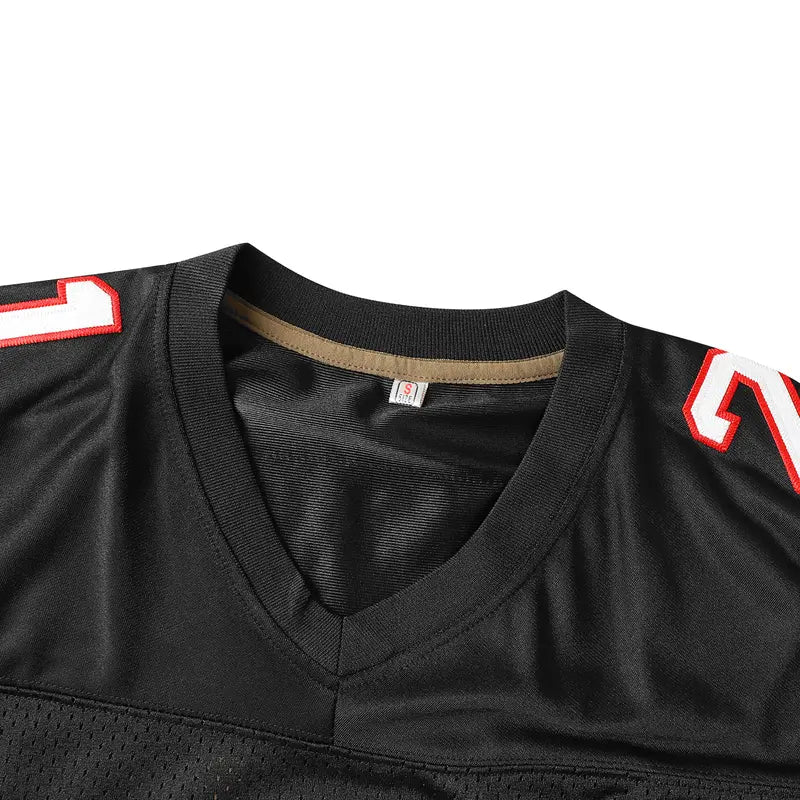 Men's #21 Sanders Retro Black Football Jersey - V-Neck Pullover Polyester Clothes, Quick-Drying Breathable Loose Athletic Apparel with Letter Number, Jersey Style for Football Enthusiasts, Football Jersey Style