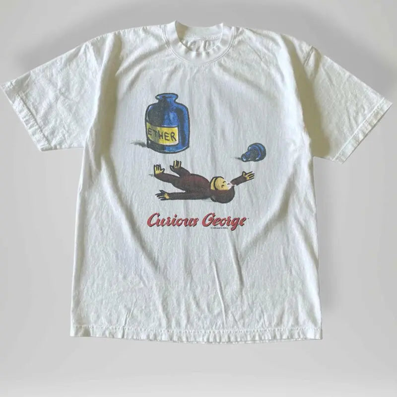 Gildan Men's And Women's T-Shirt, Vintage Style 90s Curious George Ether T Shirt, Animal T-Shirt, Unisex Vintage Graphic Tees Gothic Grunge Y2K Emo Scene Amity Affliction Style Clothes Men Women Streetwear Summer