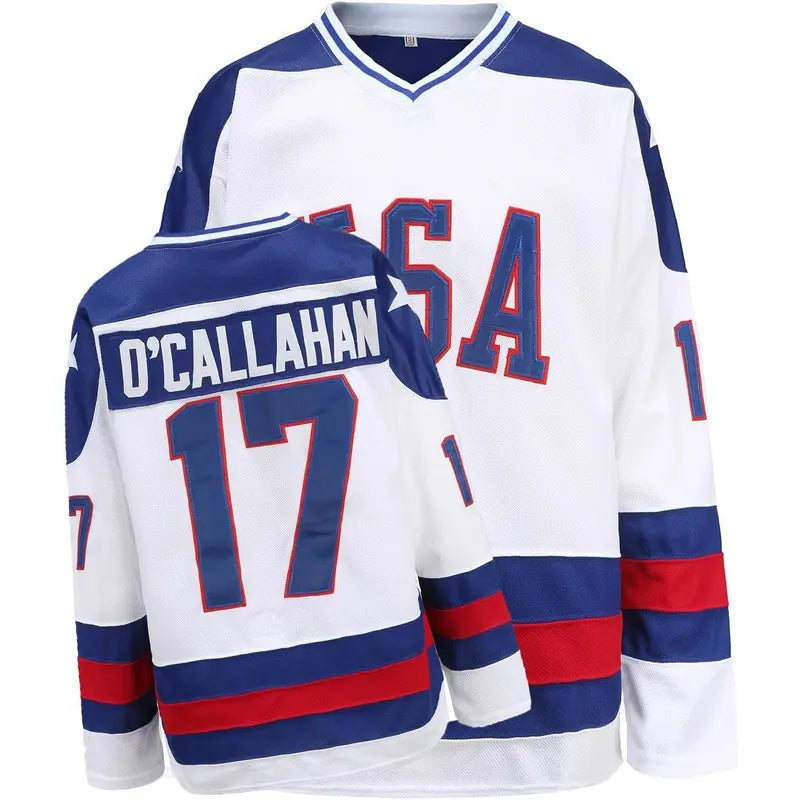 Male Miracle Movie Hockey Jersey, Stitched Letters & Numbers, Blue, S-XXXL, Athletic Breathable Polyester Mesh, Long Sleeves, for Daily Life & Jersey Parties