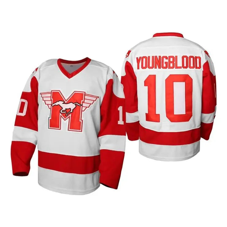 Men's #10 Letter & Youngblood Vintage Long-Sleeve V-Neck Ice Hockey Jersey - Athletic Top, Casual Professional Sports Uniform