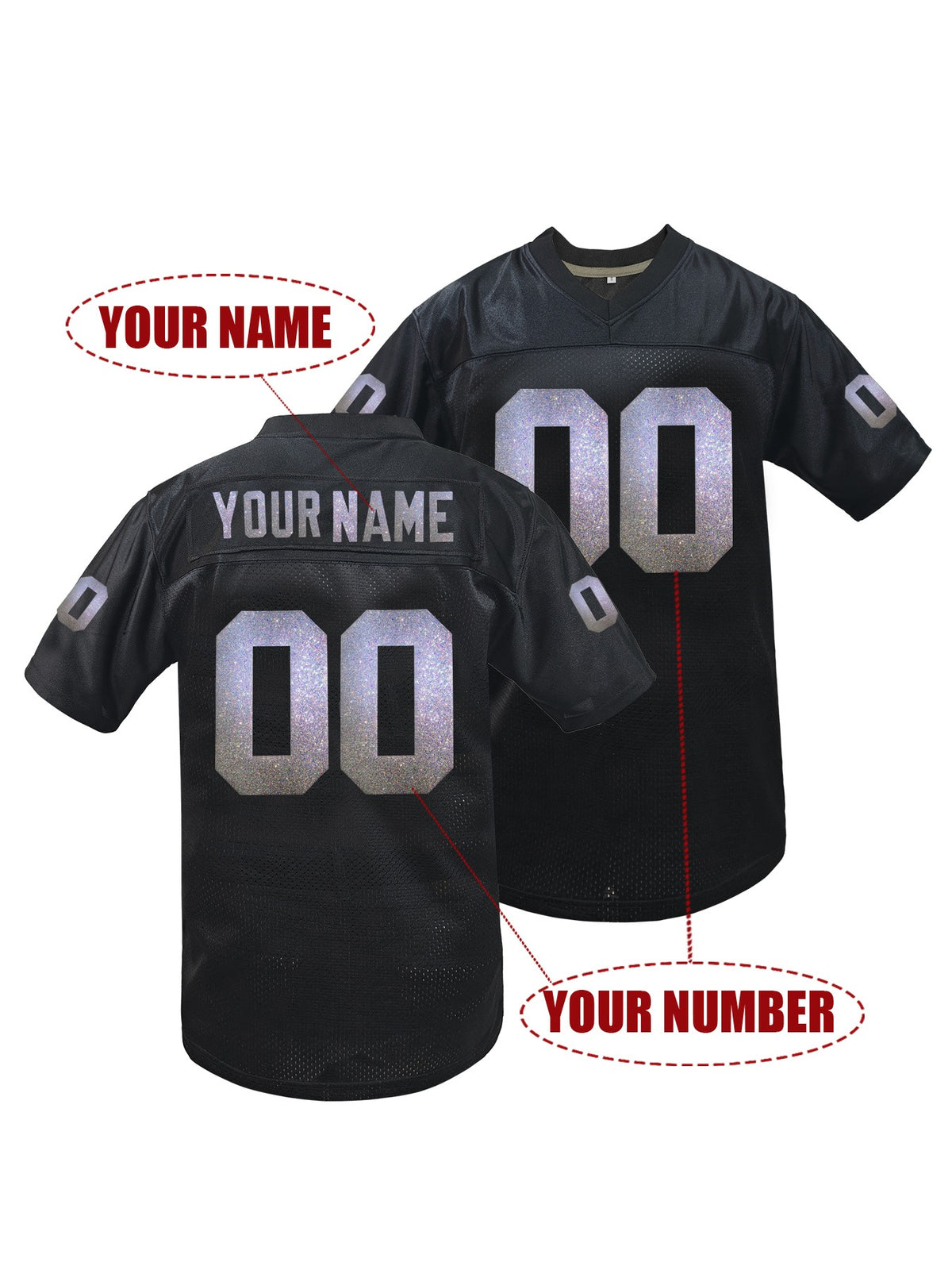 [Custom Item] Customized Name And Number Design, Men'S Short Sleeve Loose Breathable V-Neck Rugby Jersey, Sports Shirt for Team Training