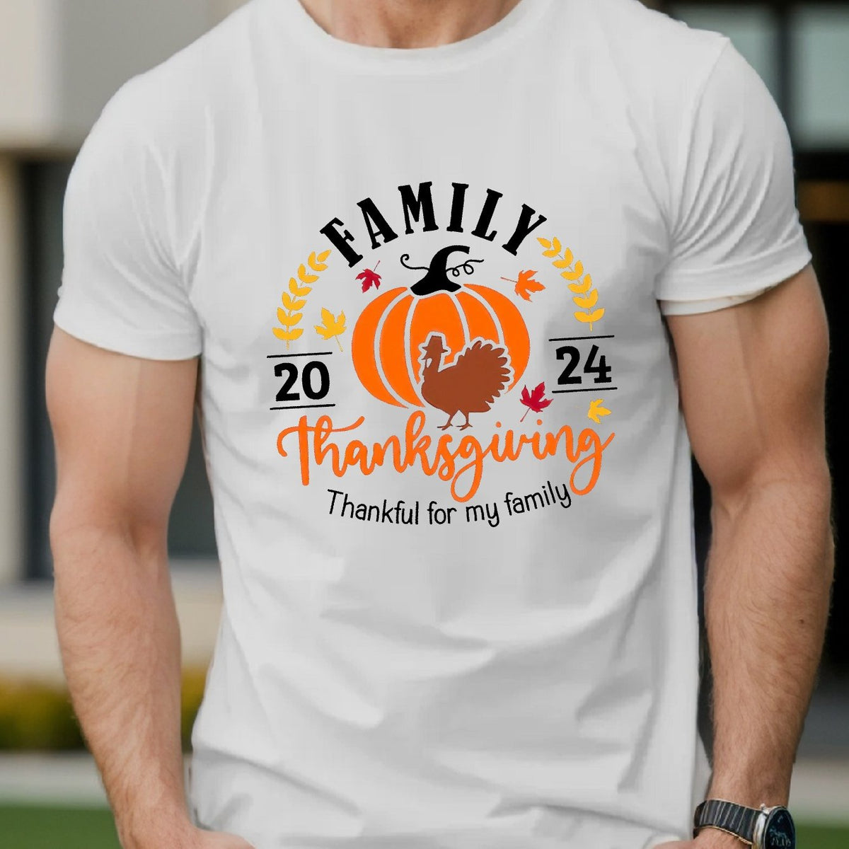 Men'S Short Sleeve T-Shirt for Family Thanksgiving 2024, Summer Top