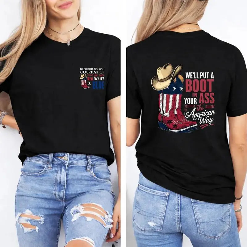 Men's Loose Classic Graphic Short-Sleeve T-Shirt - 4th of July Menswear Clothes, Stylish Soft Blend Velvet-Smooth Elastic Breathable Gym Top, Round Neck Anti-Static Hemmed Machine-Washable Sporty Streetwear