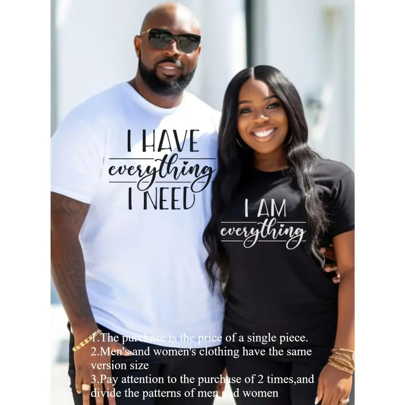 1pc Matching Couples I Have Everything I Need Shirts| Valentines Gift, Valentine Matching Shirt, Husband And Wife Shirt, Husband Wife Shirts, Best Gifts For Wives And Husbands For Christmas| Regular Fit, Crew Neck, Medium Stretch Fabric