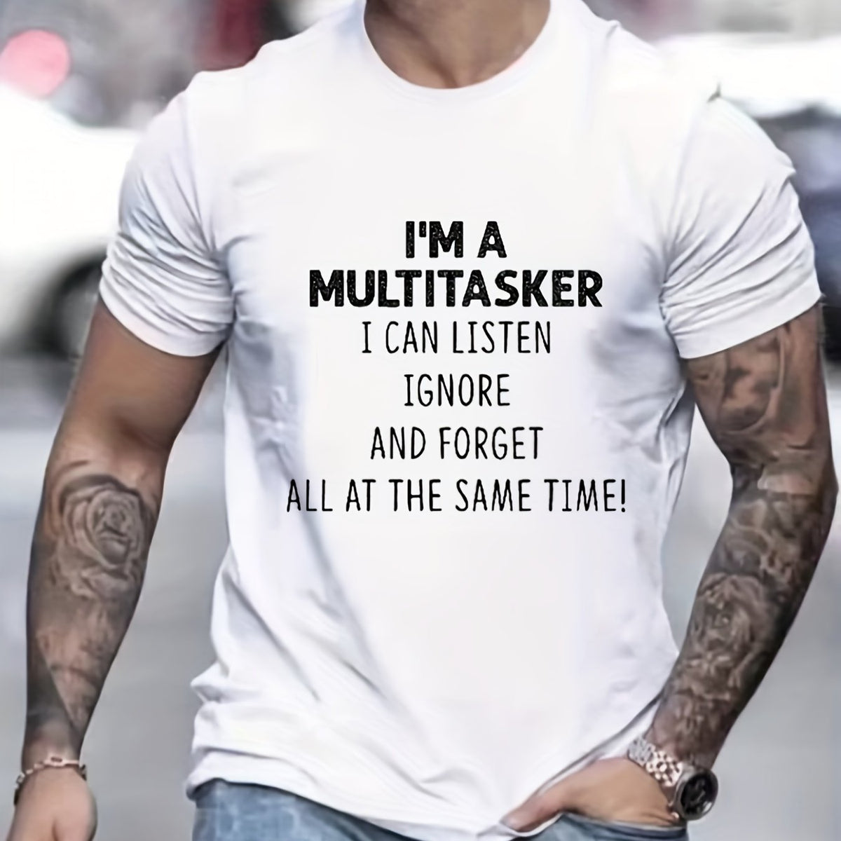 European and American Fashion Men's Novelty Letter T-Shirt