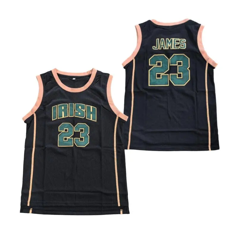 Men's #23 Breathable Mesh Basketball Jersey - Sleeveless Athletic Top with Embroidered Irish & James Letter Embroidery, Comfortable Cut, Breathable Mesh Keeps You Cool for Game Play Fans