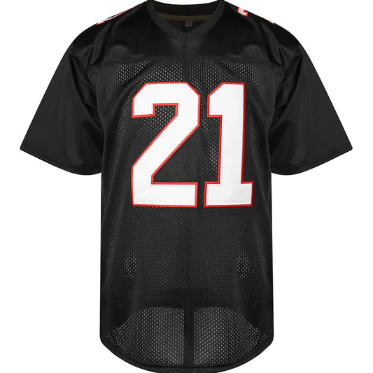 Men's #21 Sanders Retro Black Football Jersey - V-Neck Pullover Polyester Clothes, Quick-Drying Breathable Loose Athletic Apparel with Letter Number, Jersey Style for Football Enthusiasts, Football Jersey Style