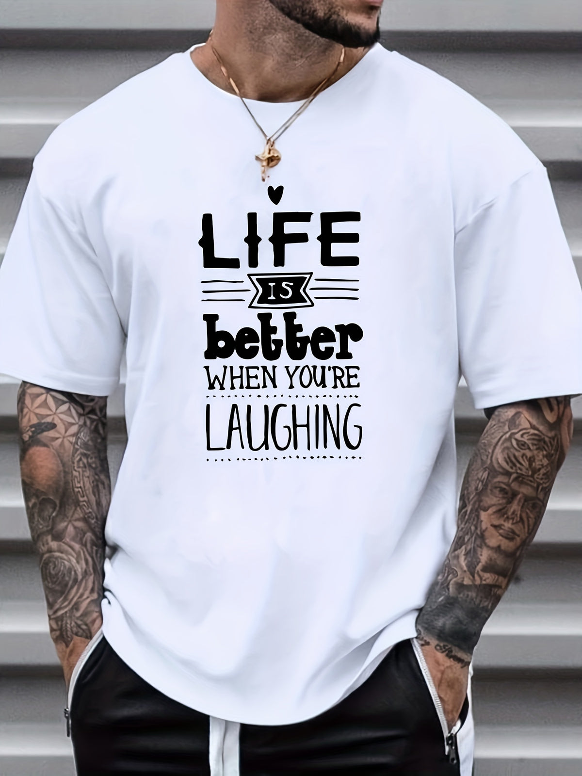 Plus Size "Life Is Better" Men'S Casual Trendy Graphic Print Comfortable Crew Neck Short Sleeve T-Shirts, Summer Oversized Loose Tees