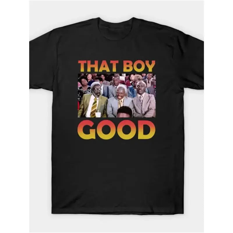 Men's "That Boy Good" Graphic Crew Neck Short Sleeve Cotton Tee - 100%25 Cotton, Retro Print, H-Body Medium Stretch Fabric, Double-Stitch, 252gsm, Regular Fit, All Seasons Casual & Gym Streetwear Top, Hand Wash Only/Dry Clean
