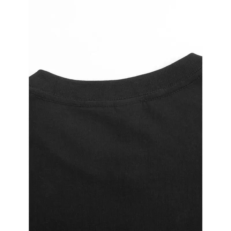 Men's Retro Hip-Hop Cotton-Polyester-Elastane Round Neck Sleeve T-Shirt - Menswear Top, Casual Fabric, Sporty Chic Streetwear, Suitable for Teenage Males' Everyday Wear, Concert Outfits