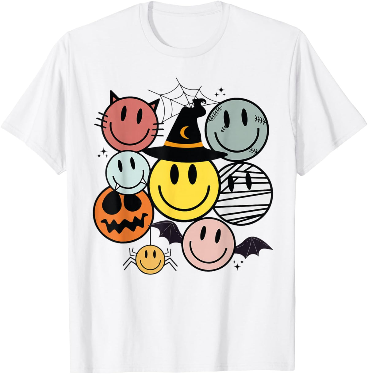 Funny Halloween Smile Face Retro Spooky Men Women Boy Girl