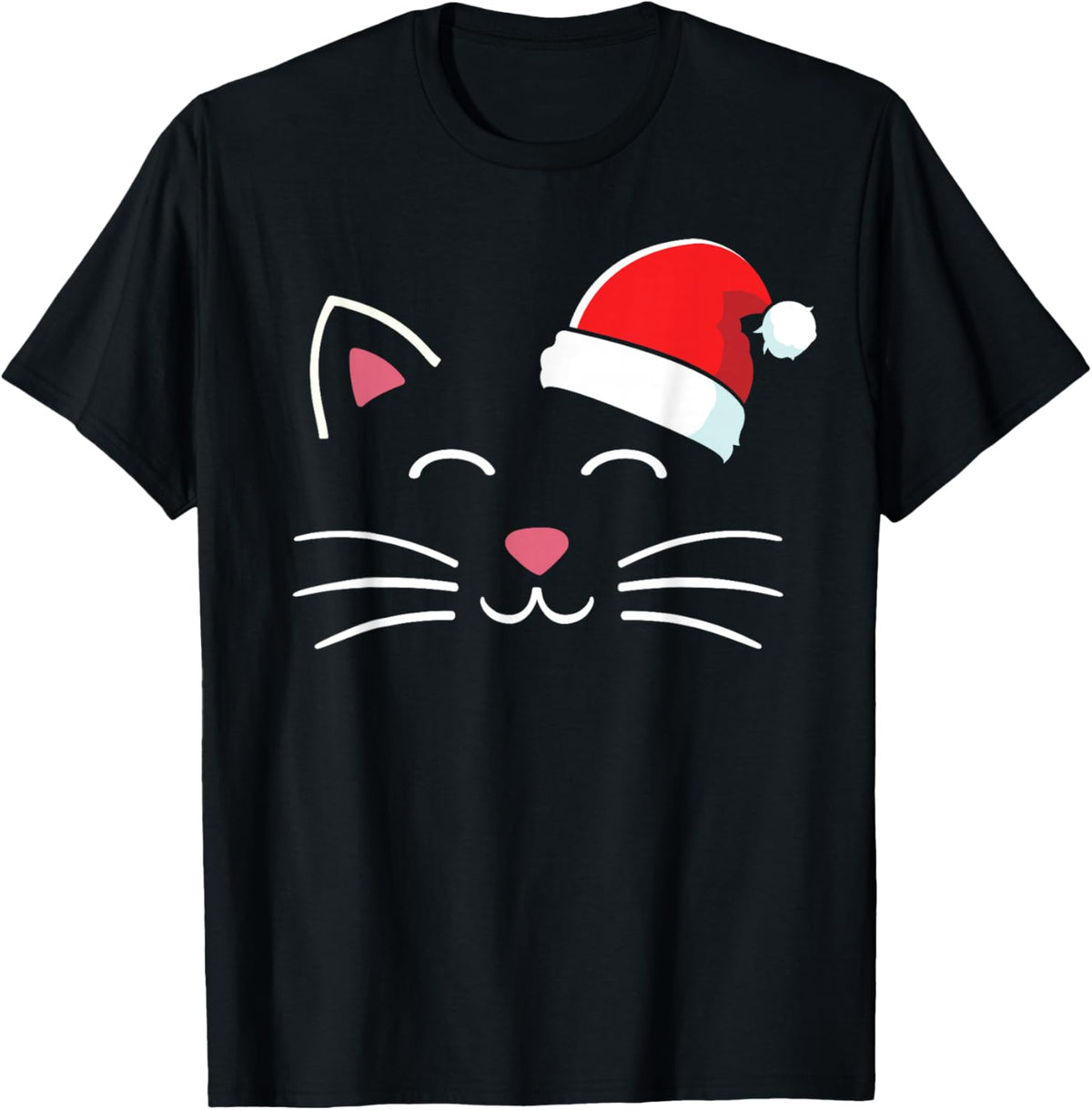 Funny cat face with santa hat for merry christmas Men Women Kids