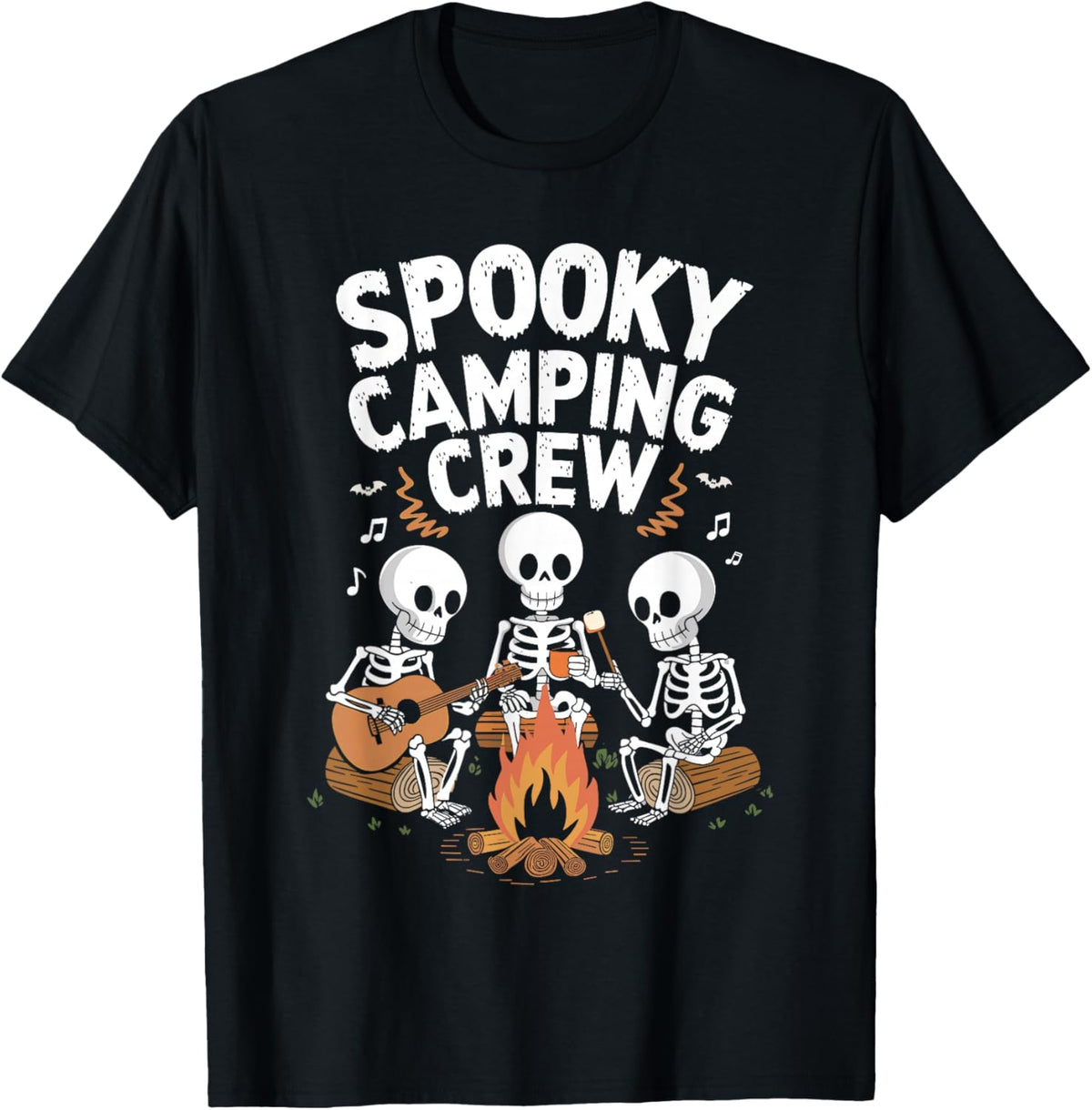 Funny Spooky Camping Crew Halloween Skeleton Camper Campfire