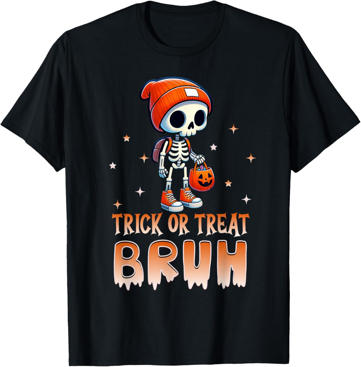 Bruh Halloween Skeleton Trick or Treat Bruh Kids Boys Funny