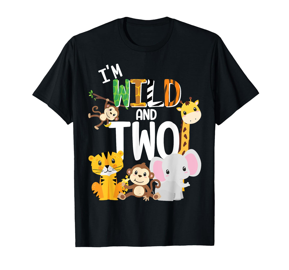 I'm Wild and Two Zoo Theme Birthday Safari Jungle Animals T-Shirt
