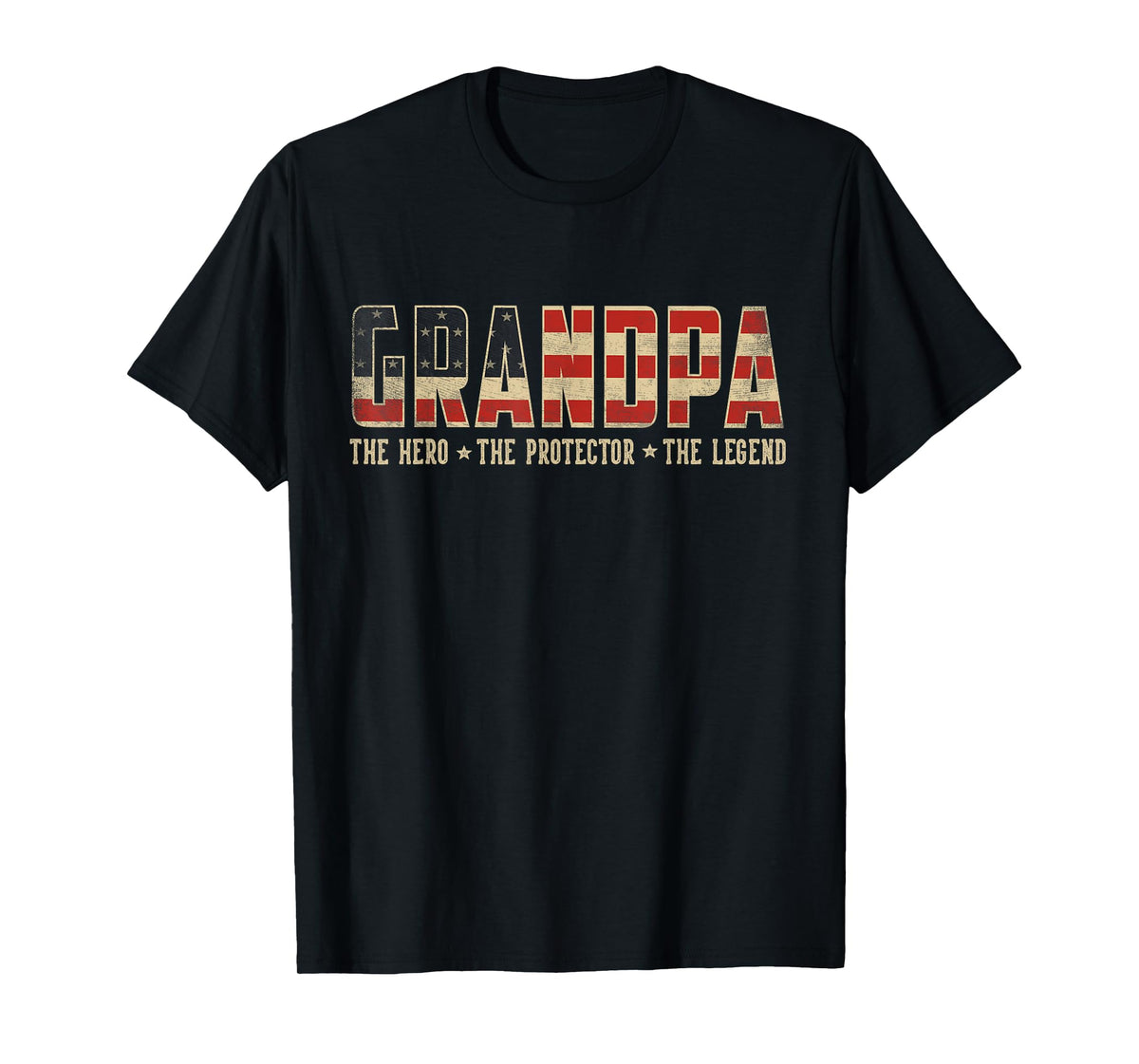Grandpa Protector Hero Legend USA Flag Grandpa Father's Day T-Shirt