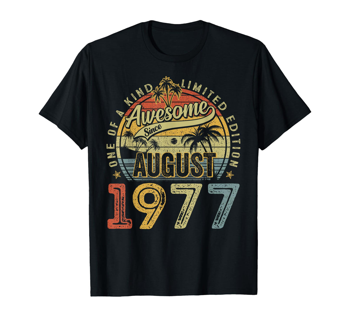 48 Years Old Vintage August 1977 Retro 48th Birthday Men Dad T-Shirt