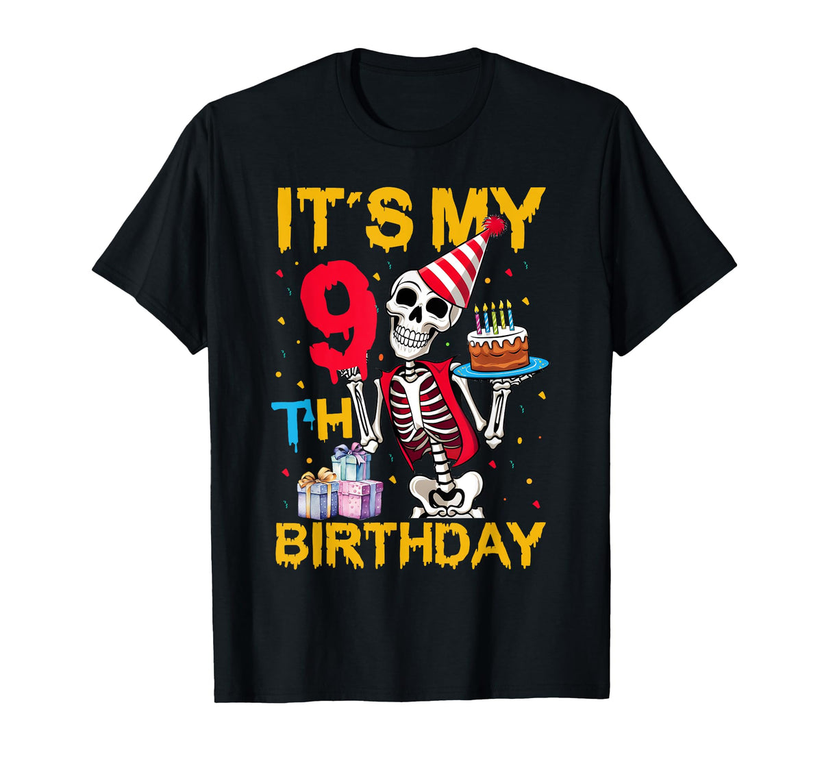 It's My 9th Birthday Party Halloween Skeleton Birthday T-Shirt