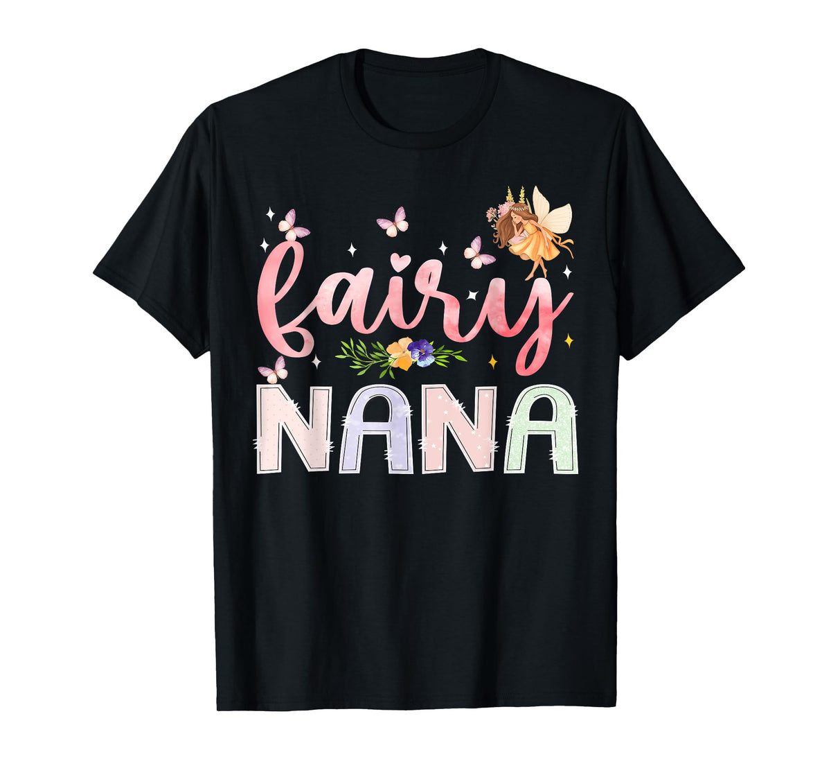 Fairy Nana Magical Floral Birthday Girl Fairytale Family T-Shirt
